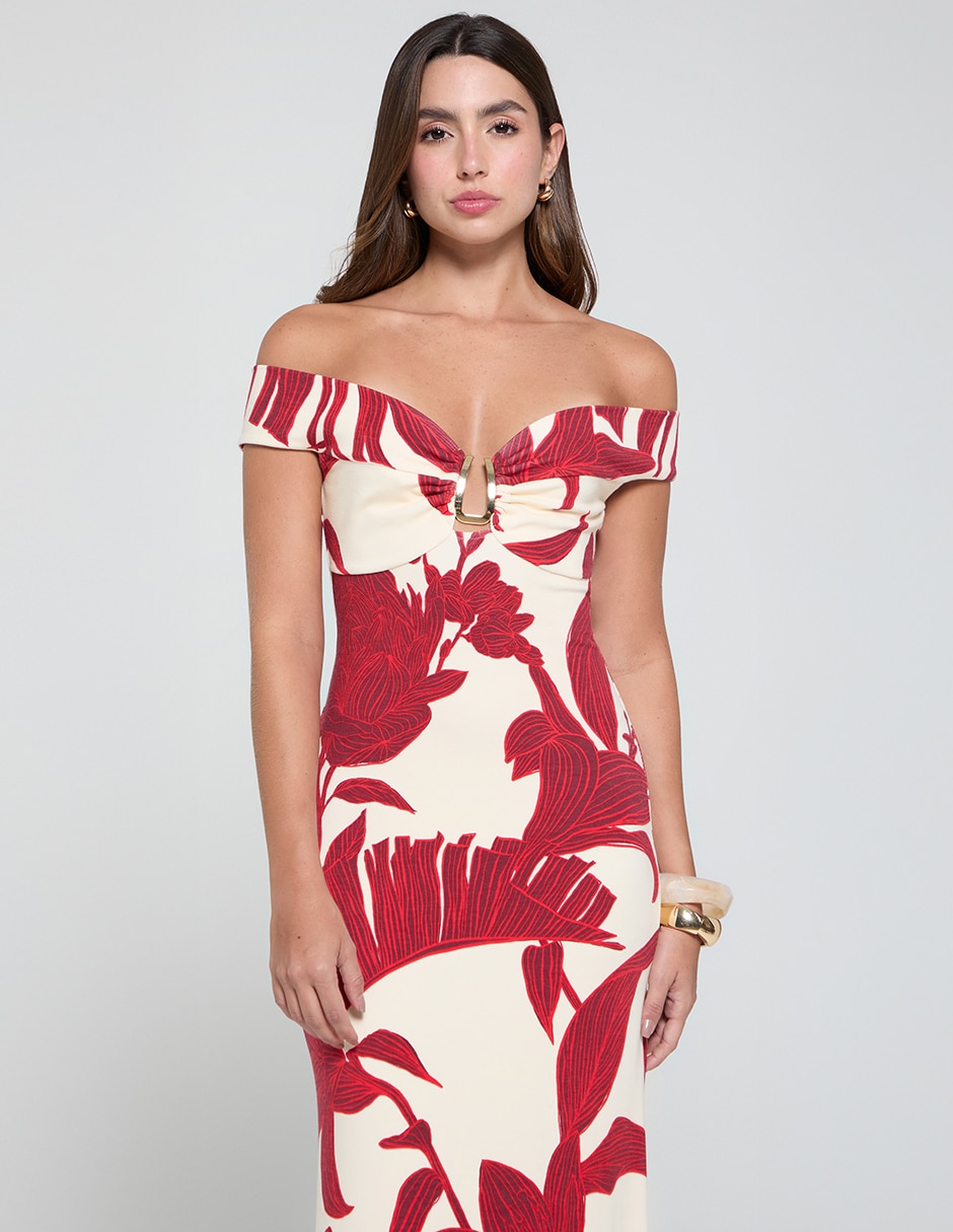 Vestido largo cocktail epifanía floral para mujer 2