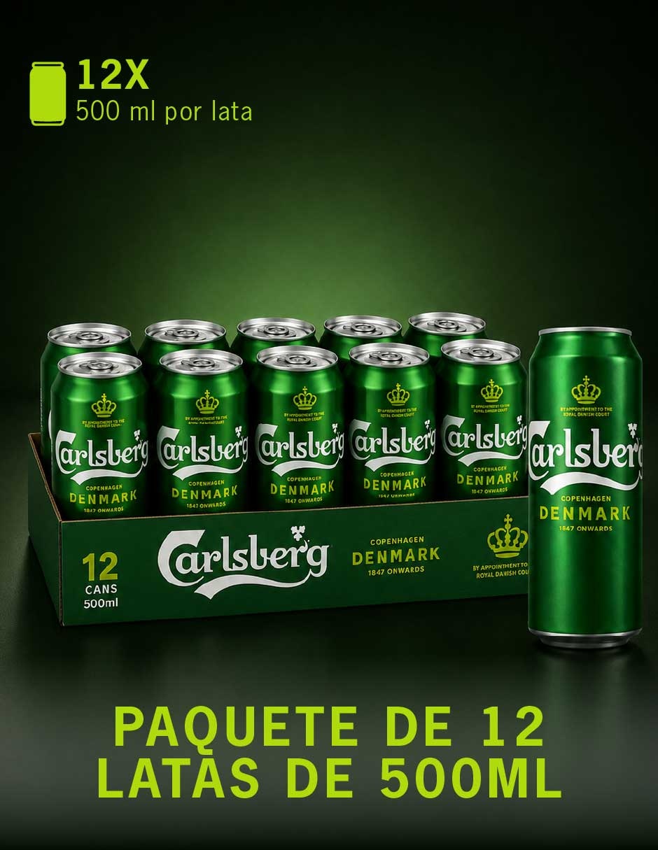 Cerveza clara Carlsberg Denmark Lager Lúpulo 500 ml 10