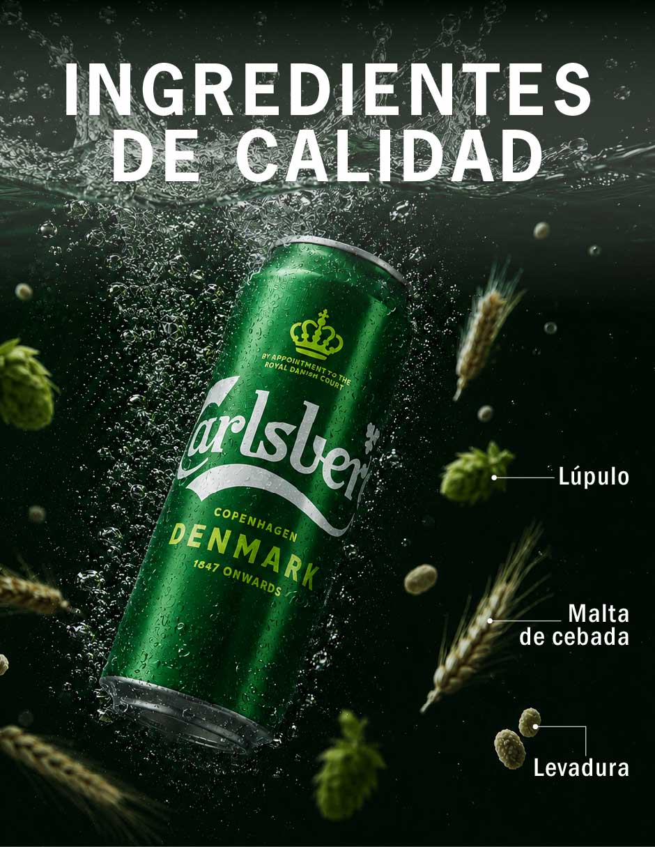 Cerveza clara Carlsberg Denmark Lager Lúpulo 500 ml 9