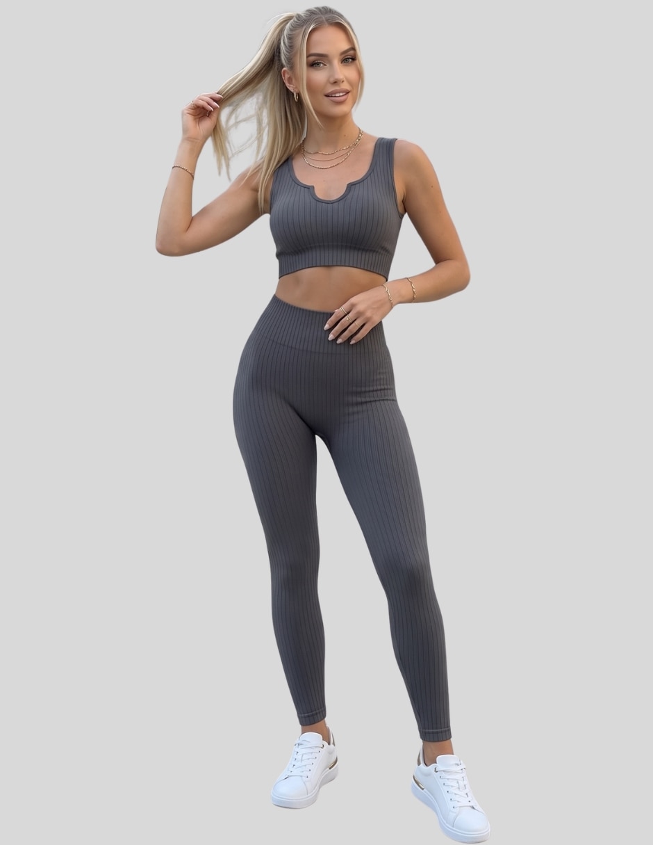 Conjunto deportivo ajustado con elástico para mujer 6