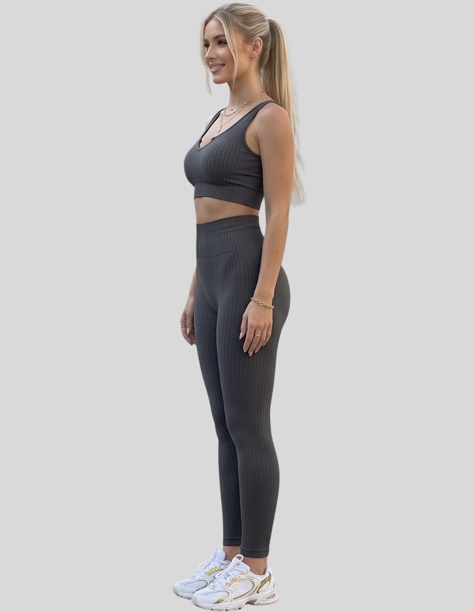Conjunto deportivo ajustado con elástico para mujer 5
