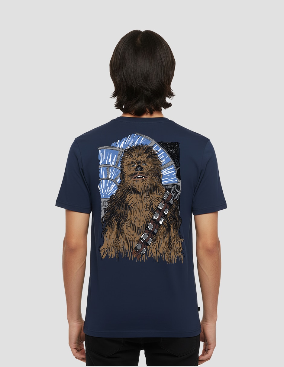 Playera star wars chewbacca sketch cuello redondo para hombre 3
