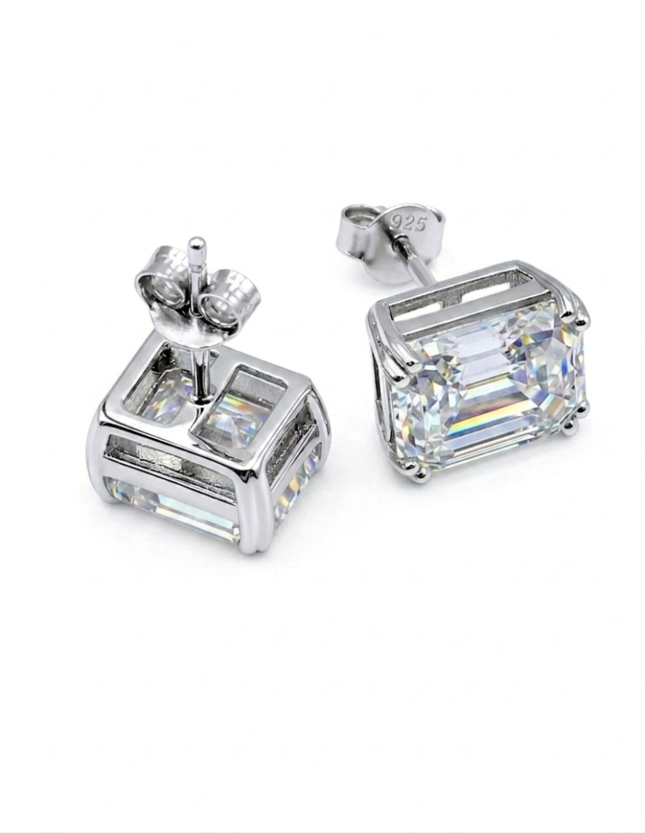 Aretes cortos brillo de plata p 925 circonita 5