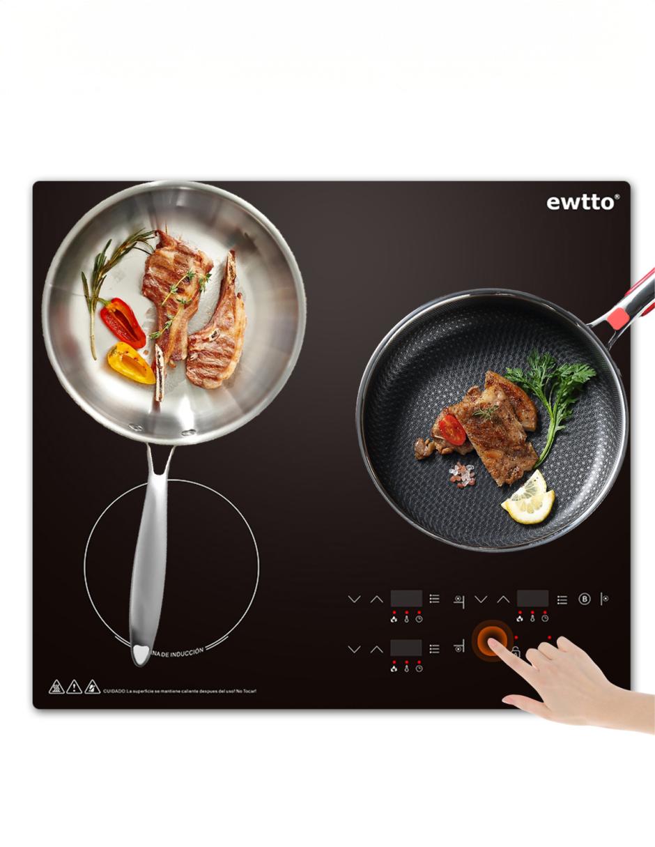 Parrilla de inducción ET-H8006-PLUS de acero y vidrio