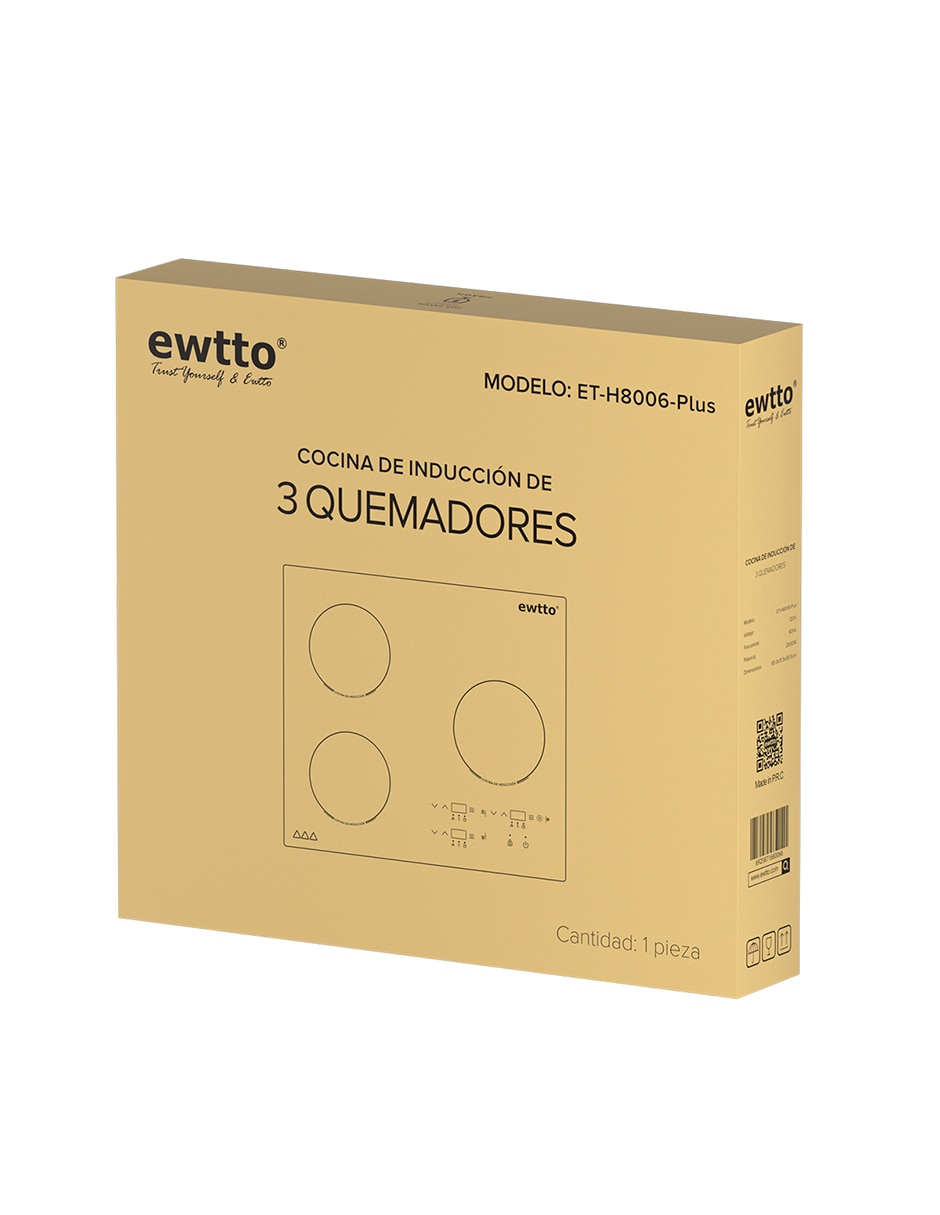 Parrilla de inducción ET-H8006-PLUS de acero y vidrio 6