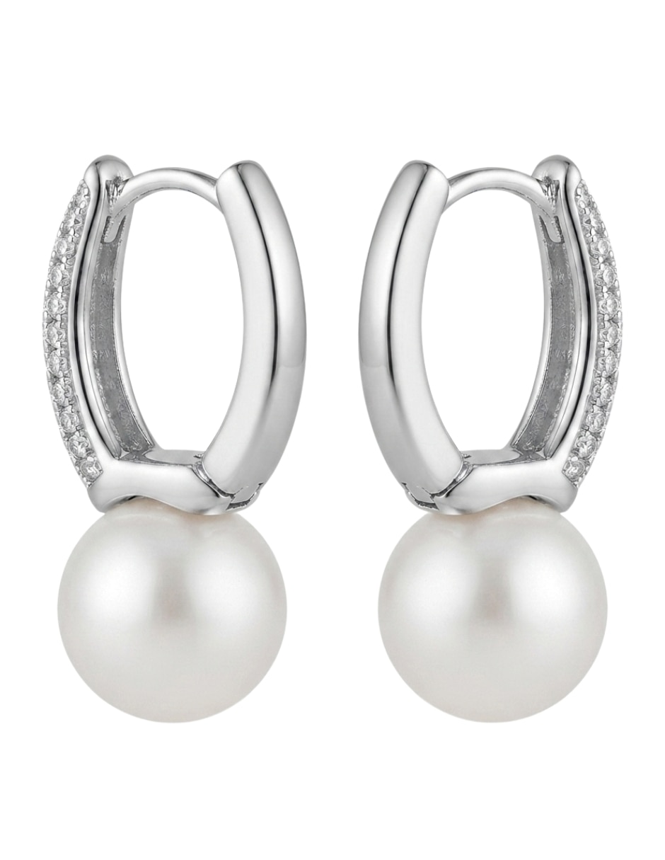 Huggies brillo de plata p 925 con acabado pavé perla con zirconia