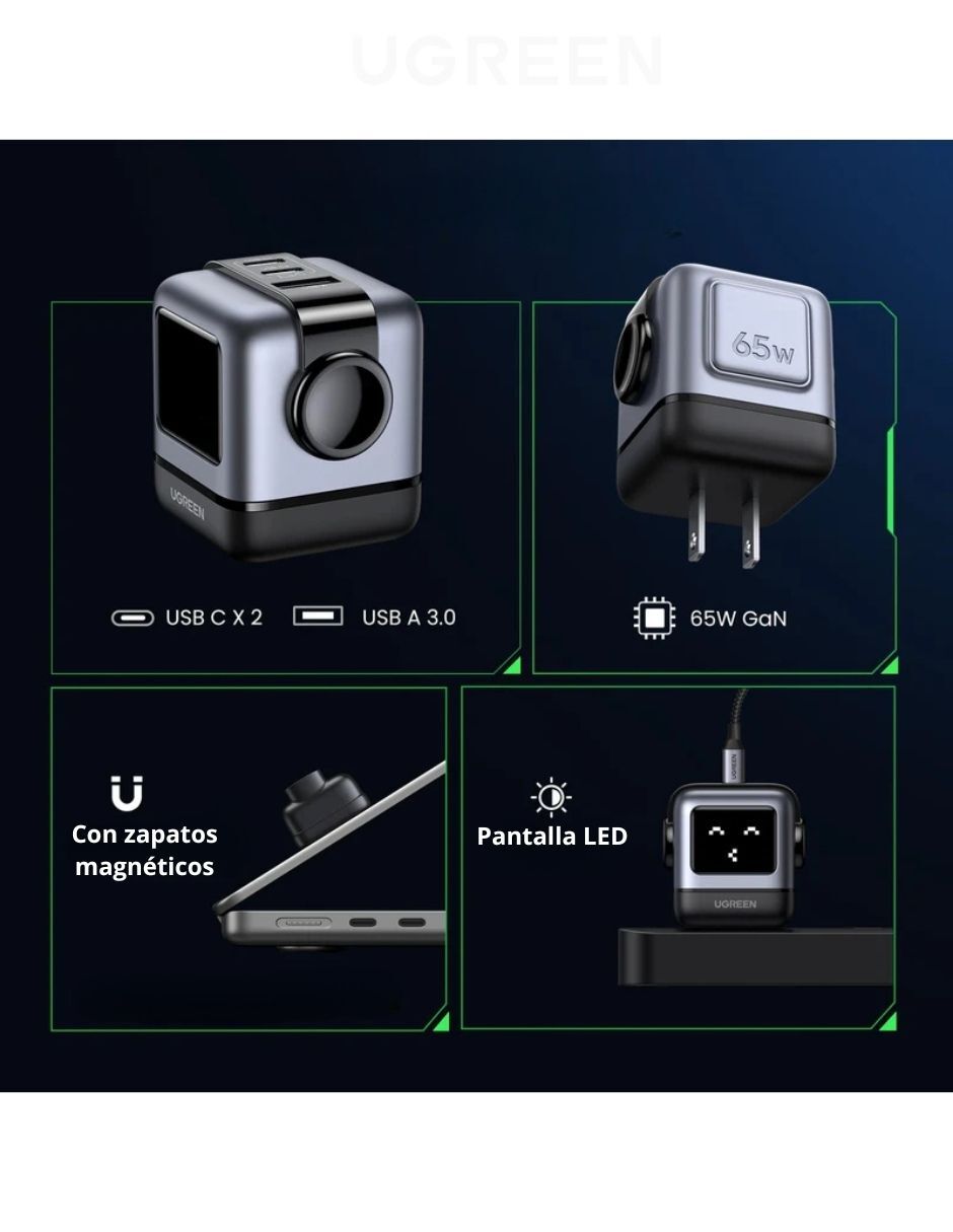 Cargador pared USB + USB tipo C 65 W 4