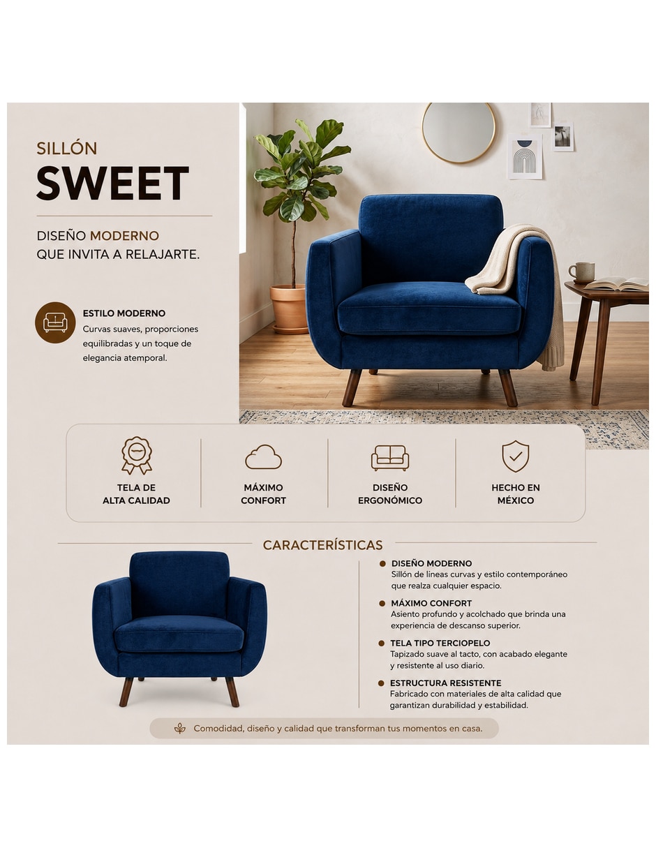 Sillón sweet de tela
