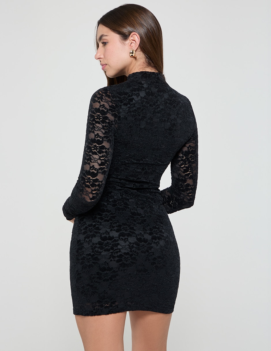 Vestido corto casual blonda para mujer 4