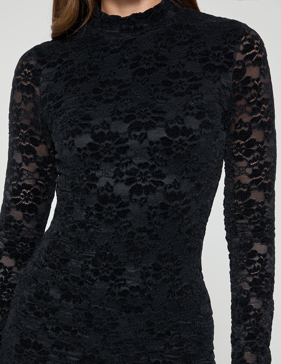 Vestido corto casual blonda para mujer 2