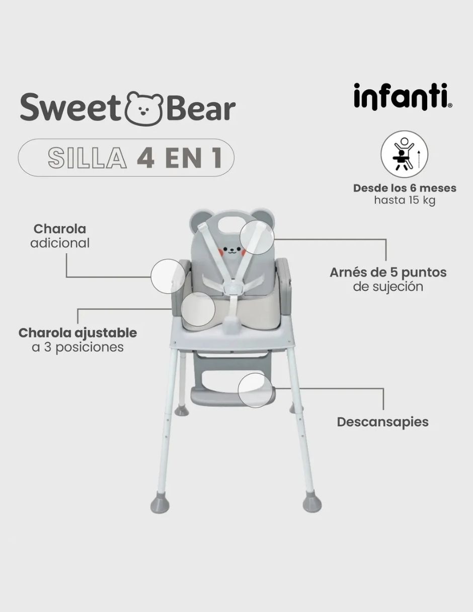 Silla alta 4 en 1 Osito 4