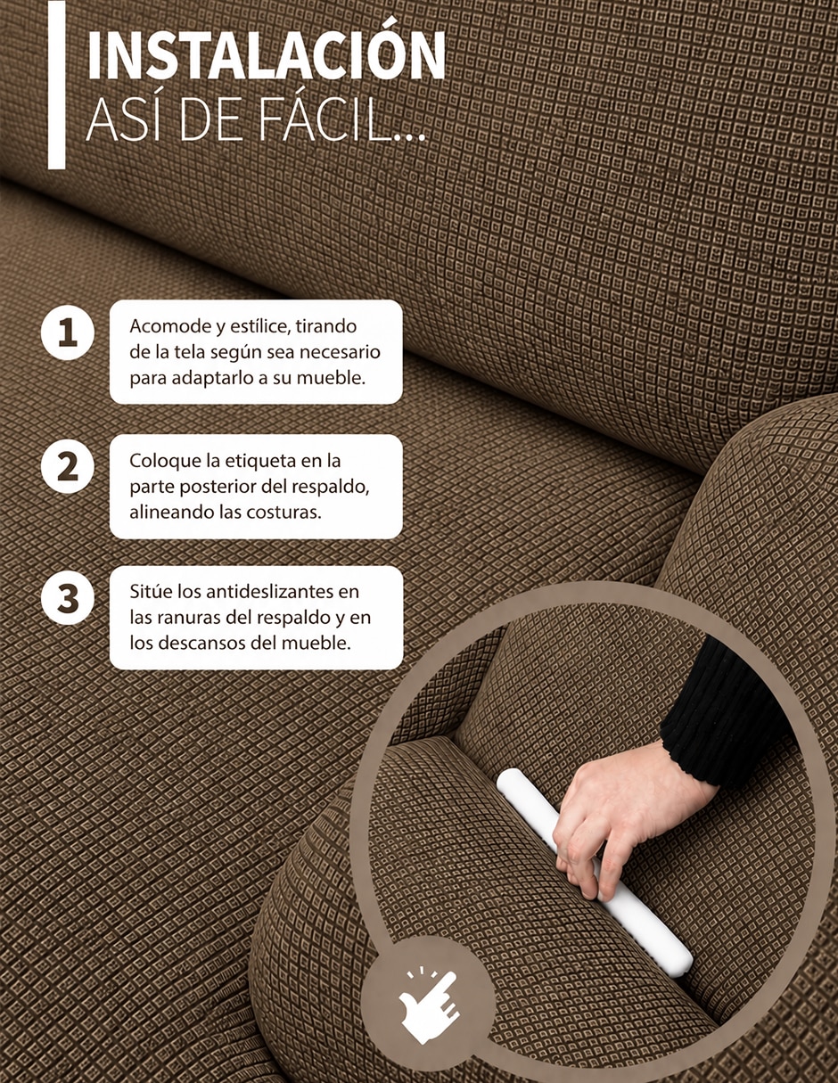 Funda sofá antideslizante 3 piezas 3