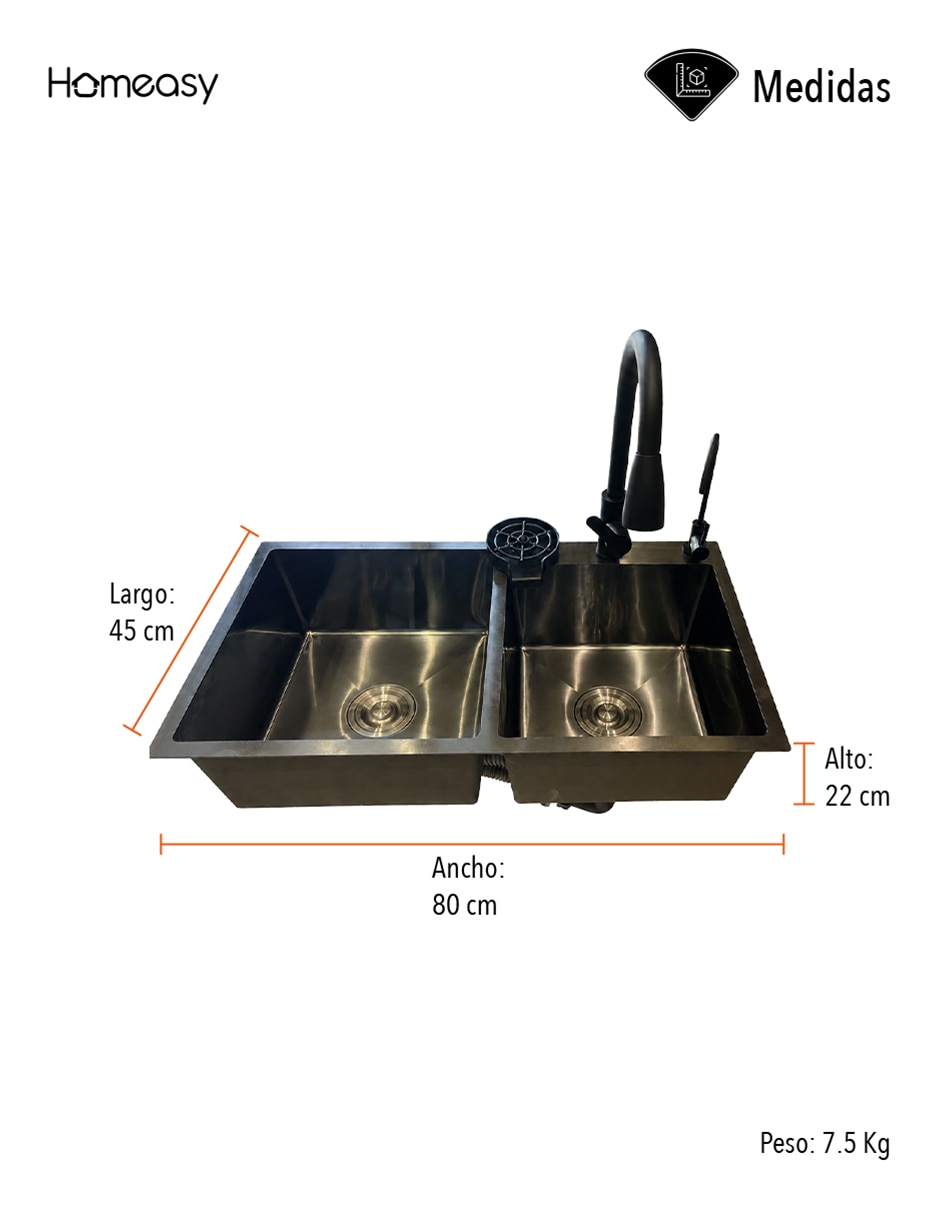 Fregadero de acero inoxidable Homeasy TARJ-01 7