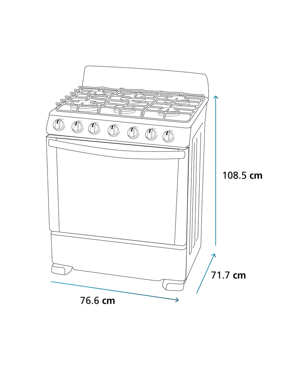 Estufa de piso a gas natural Lp 76 cm de 6 quemadores 8