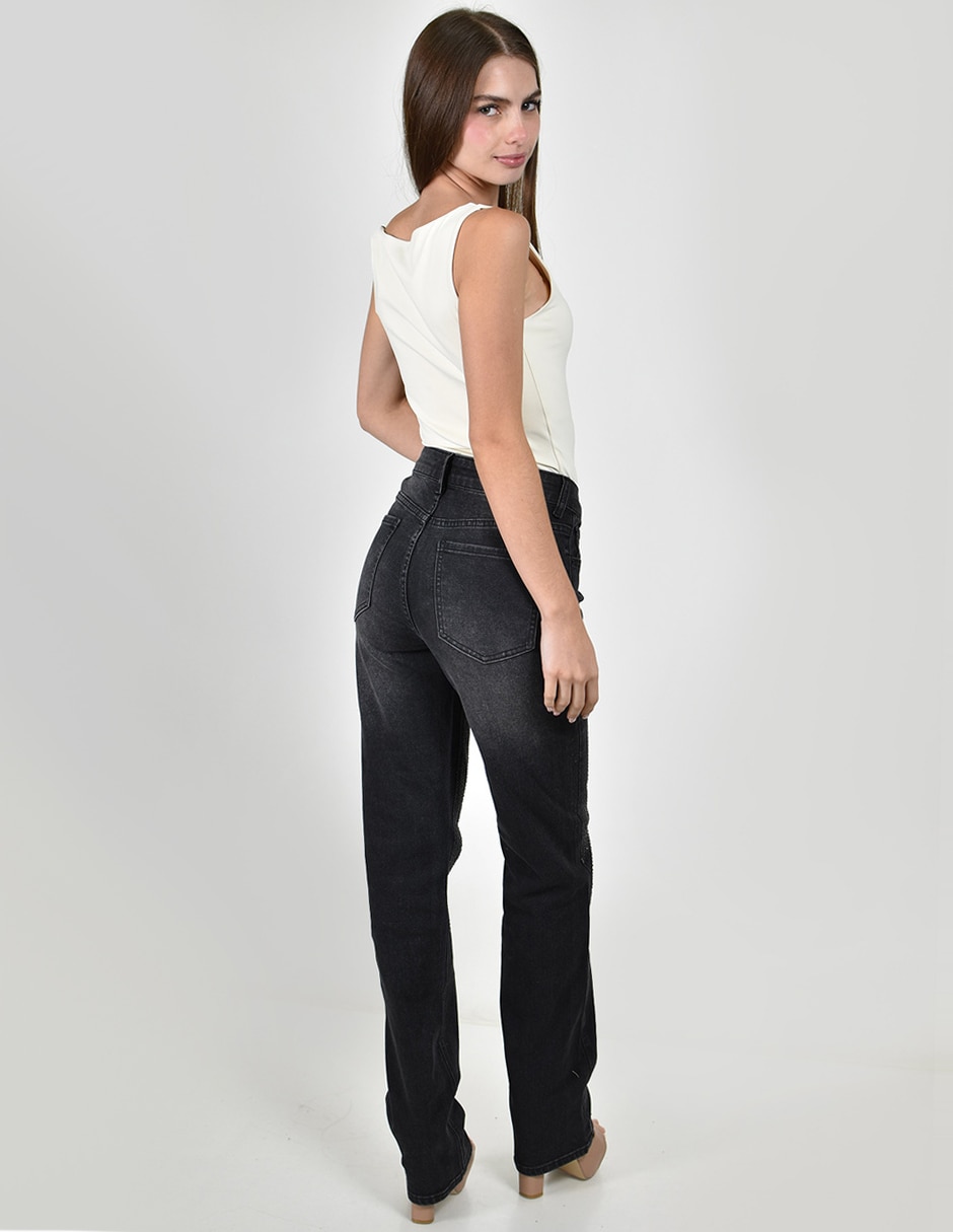 Jeans straight j-ch-zh-0216-negro para mujer 3