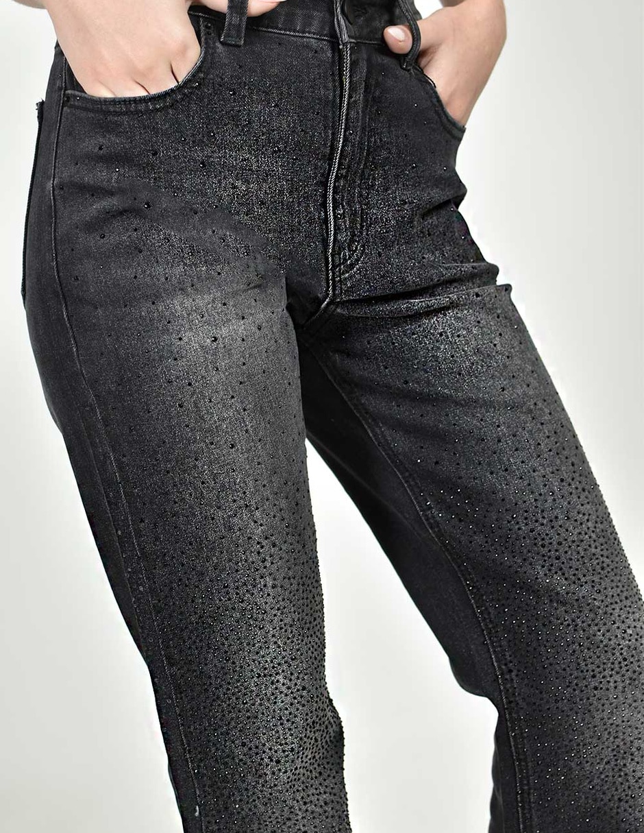 Jeans straight j-ch-zh-0216-negro para mujer 4