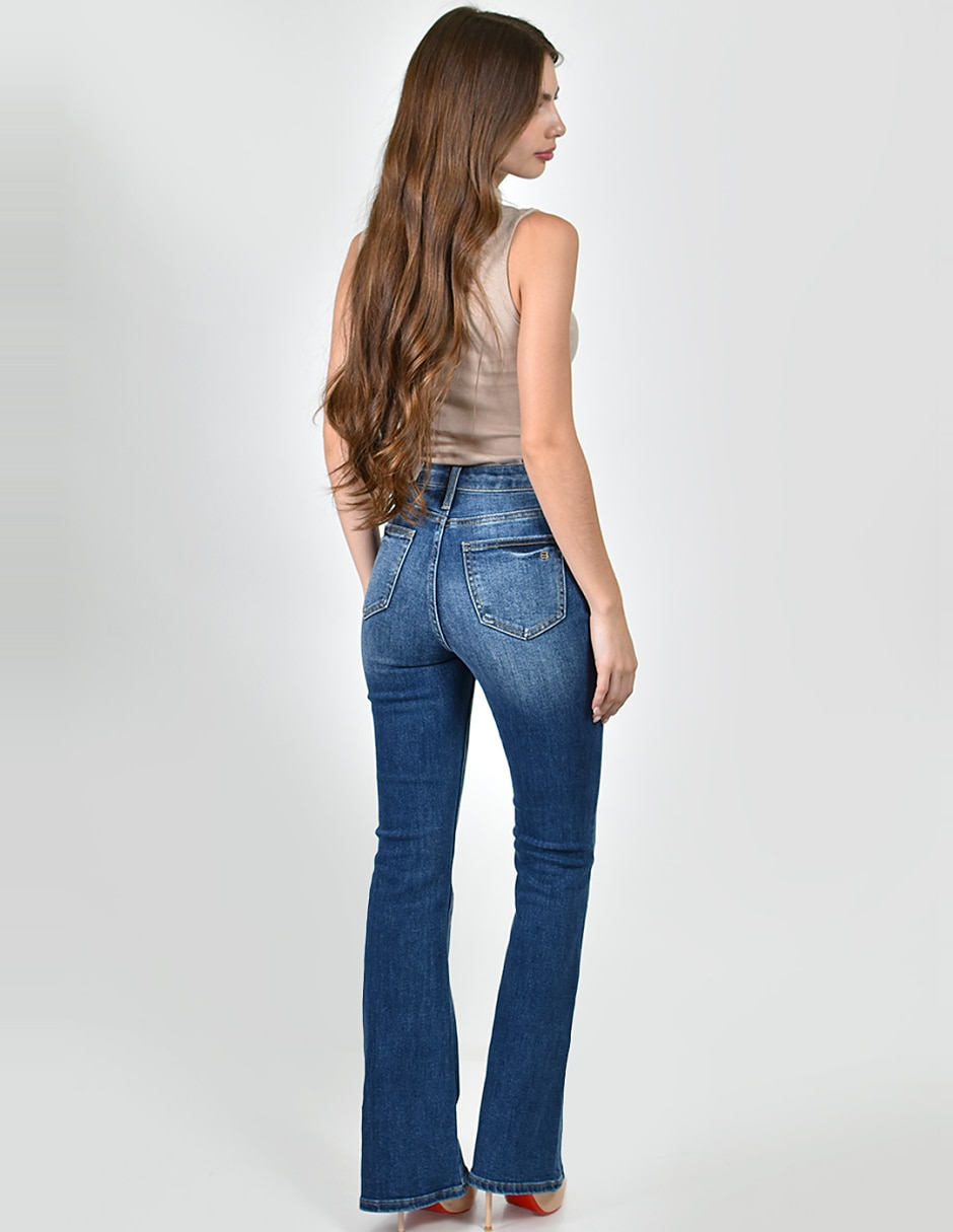 Jeans regular campana cintura alta para mujer 4