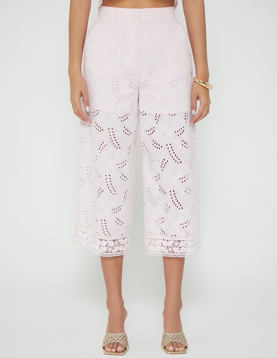 Pantalón coulotte itala floral regular para mujer