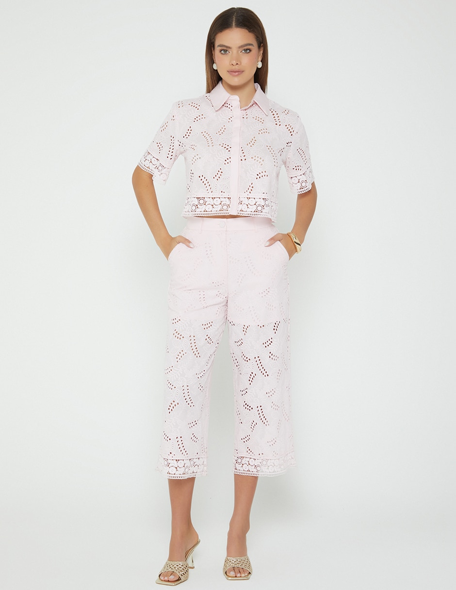 Pantalón coulotte itala floral regular para mujer 4