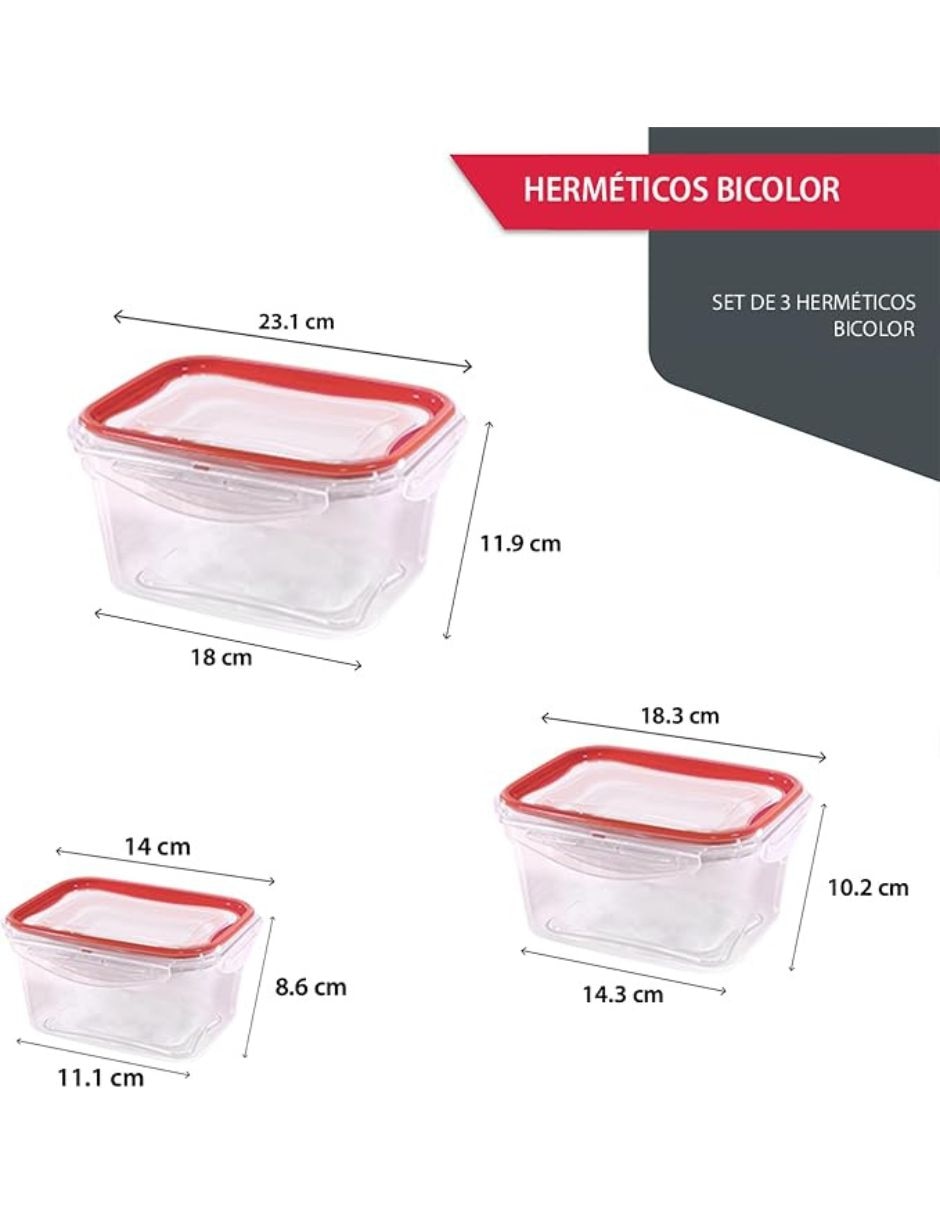 Kit de contenedores de plástico 3 piezas 3