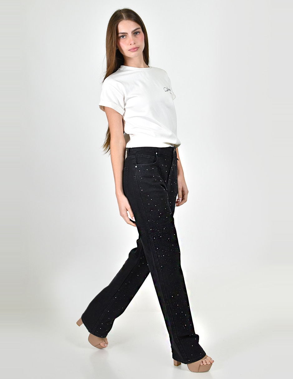 Jeans straight j-ch-zh-0221-negro para mujer 2