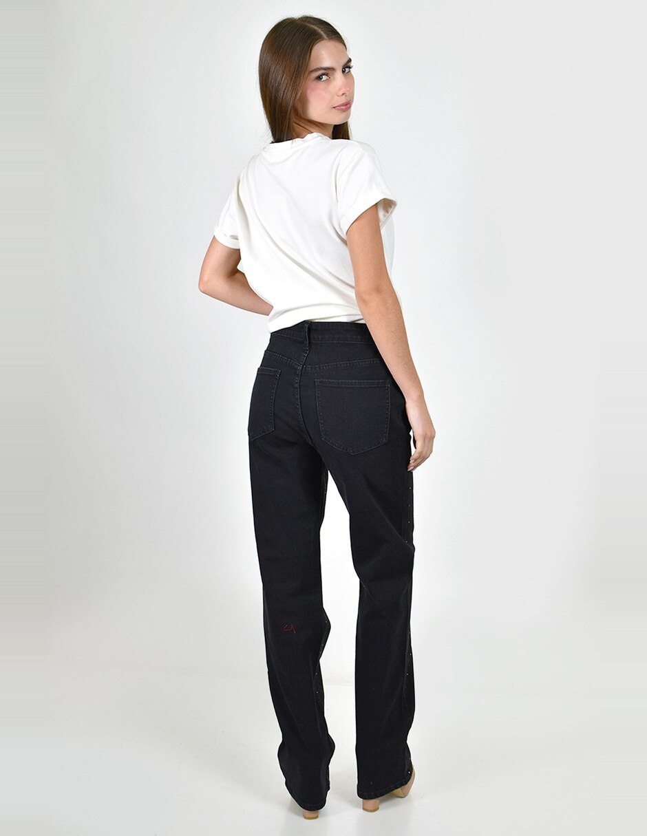 Jeans straight j-ch-zh-0221-negro para mujer 3
