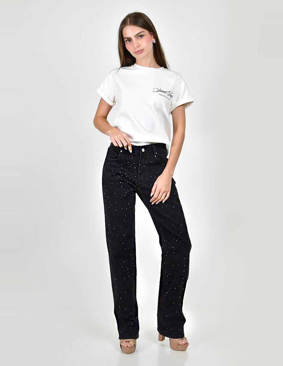 Jeans straight j-ch-zh-0221-negro para mujer 5