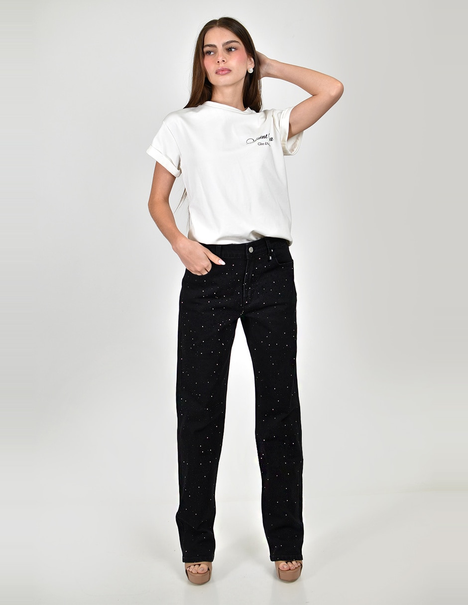 Jeans straight j-ch-zh-0221-negro para mujer 6