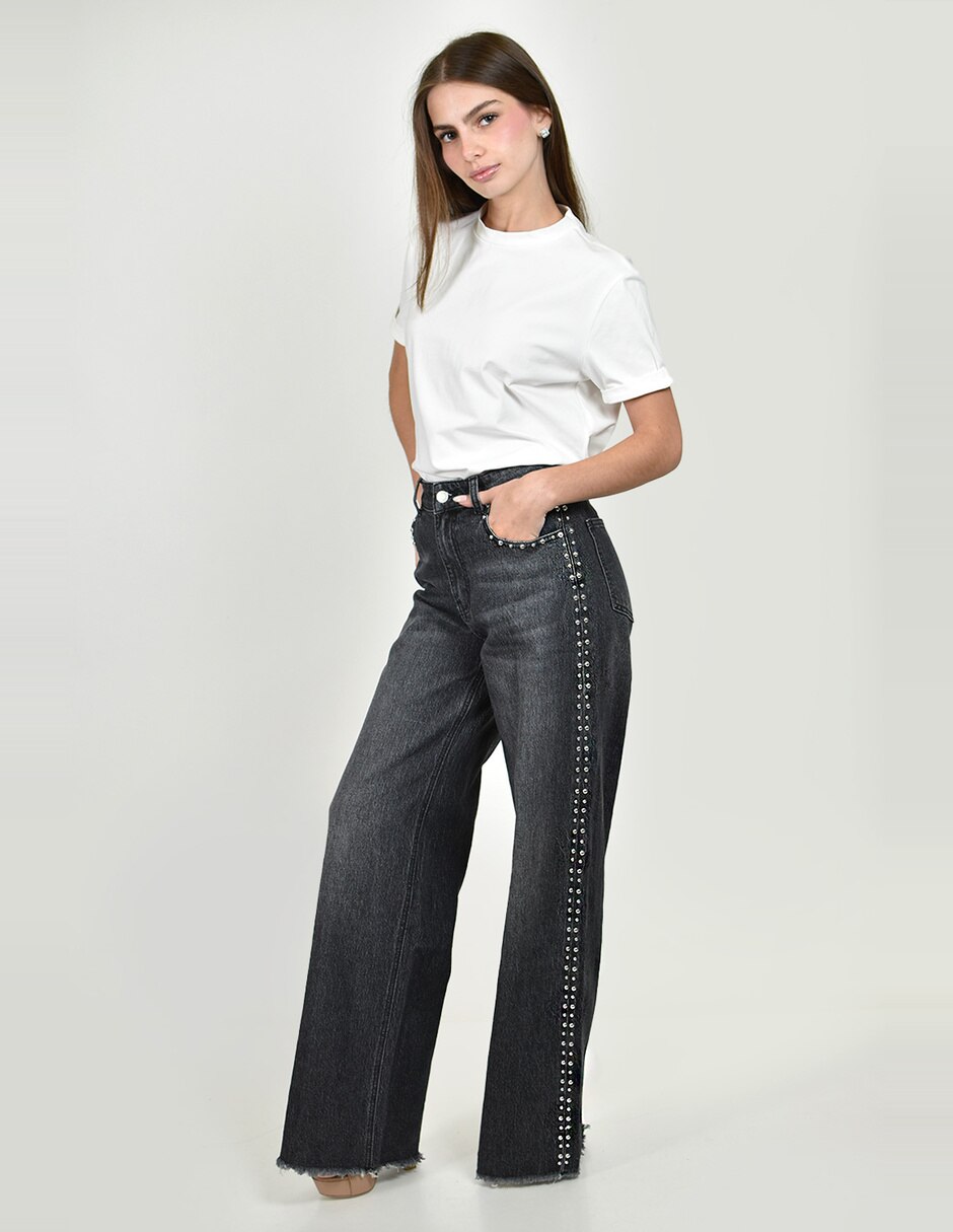 Jeans wide leg j-ch-zh-0210-negro-tr para mujer 2