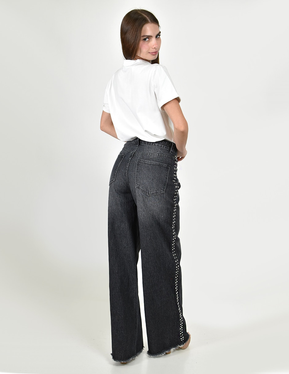 Jeans wide leg j-ch-zh-0210-negro-tr para mujer 3