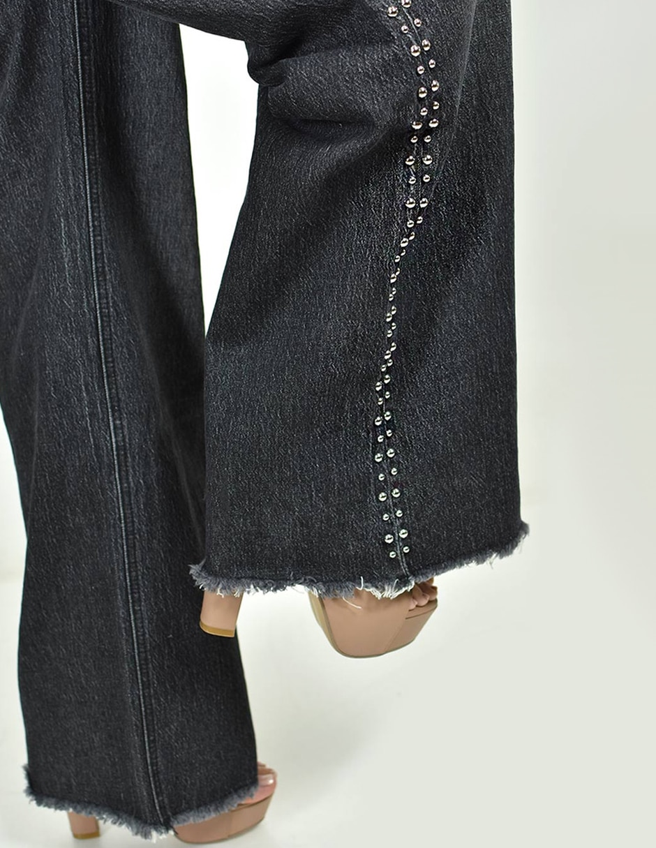 Jeans wide leg j-ch-zh-0210-negro-tr para mujer 4