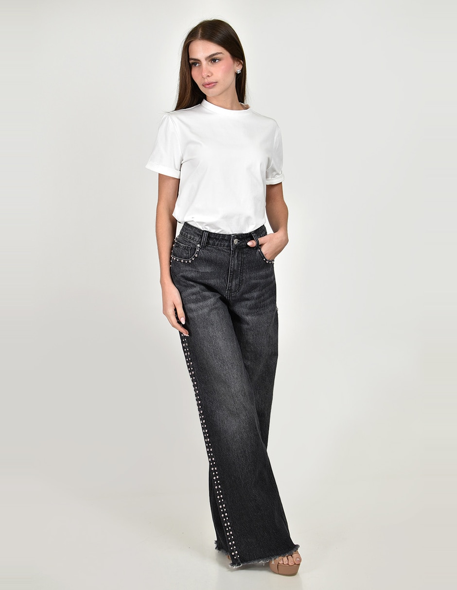Jeans wide leg j-ch-zh-0210-negro-tr para mujer 5