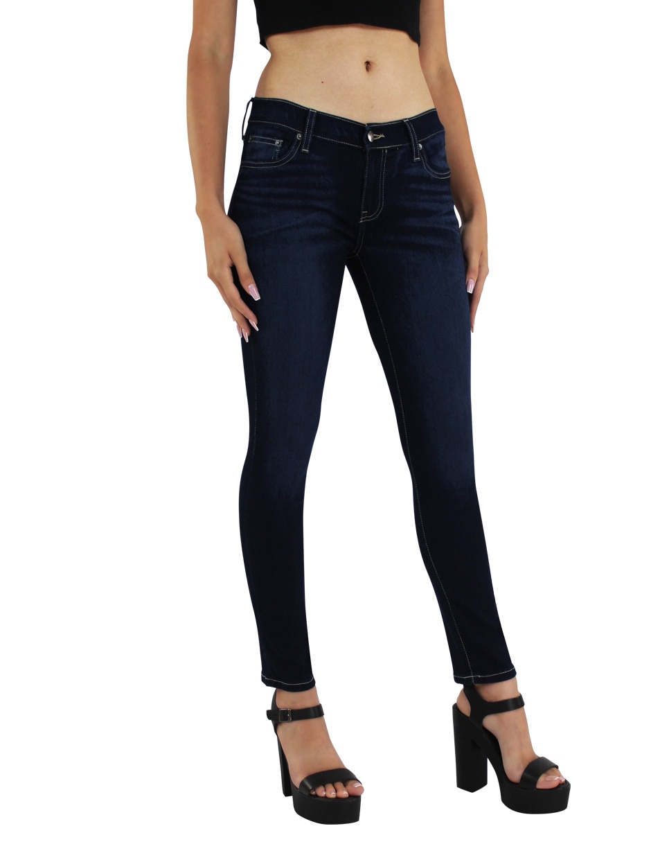 Jeans skinny media cintura para mujer 7