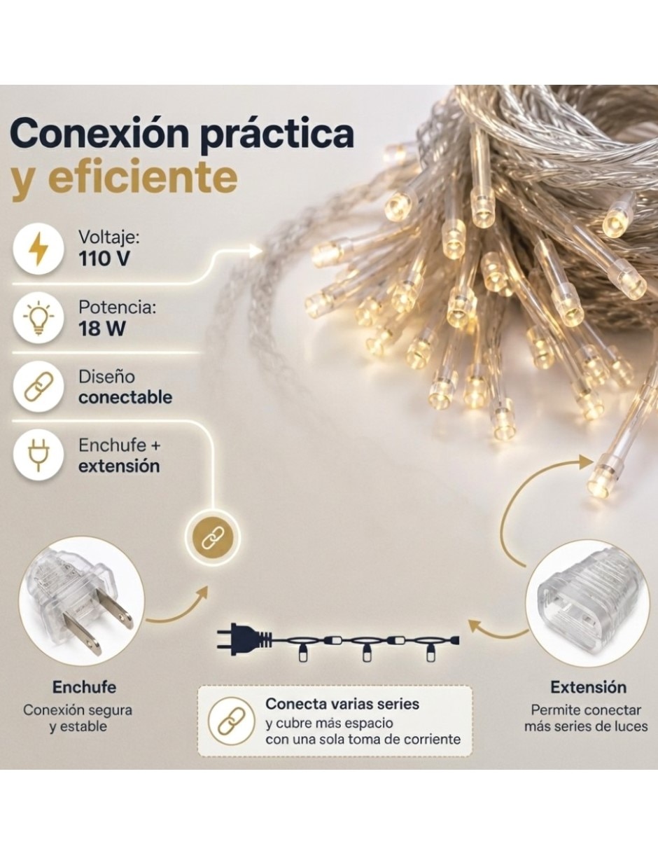 Guirnaldas de luces led cascada navideña sdd1340 con 160 focos 4
