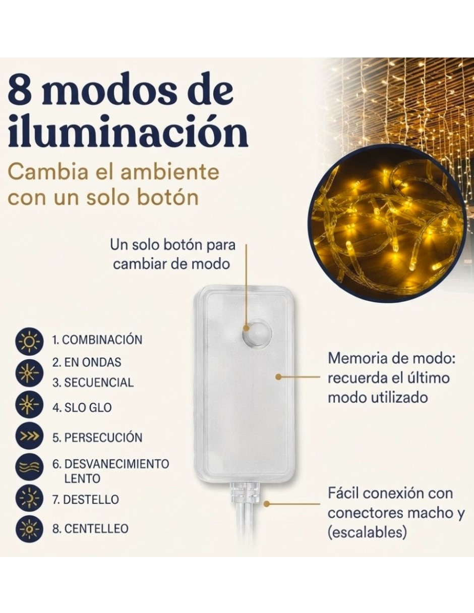 Guirnaldas de luces led cascada navideña sdd1340 con 160 focos 3