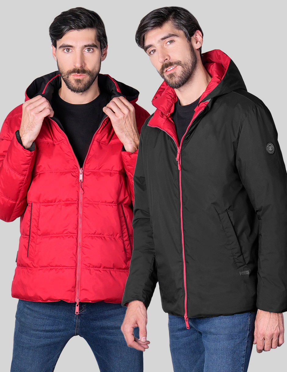 Chamarra rompevientos reversible con capucha y bolsa para hombre 6