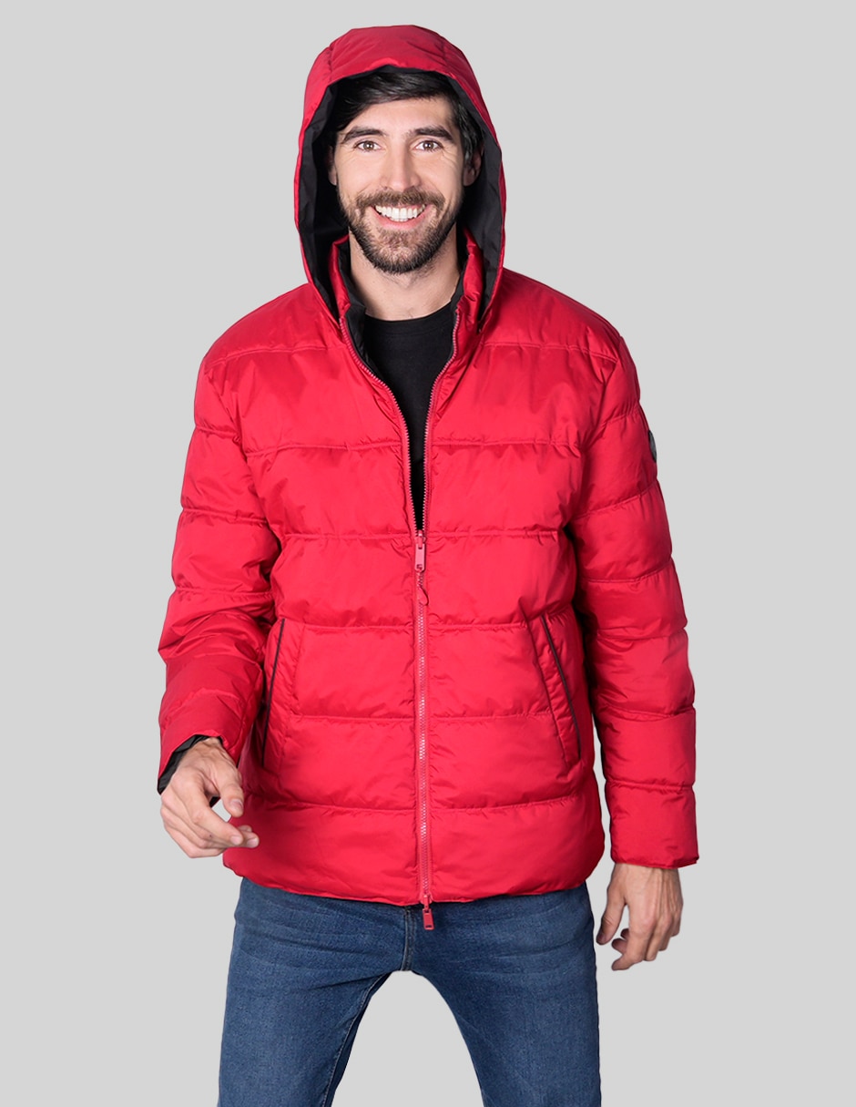 Chamarra rompevientos reversible con capucha y bolsa para hombre 2