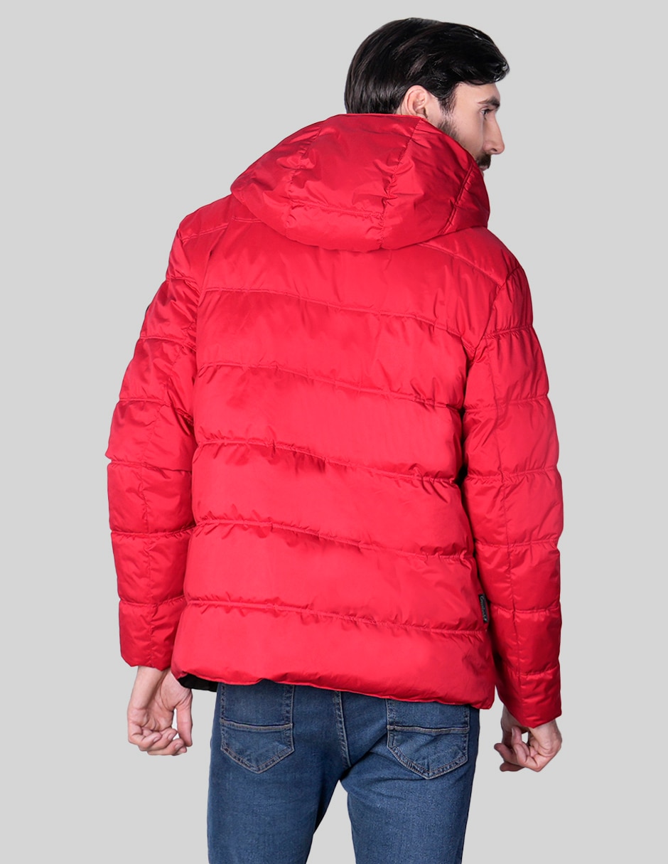 Chamarra rompevientos reversible con capucha y bolsa para hombre 7