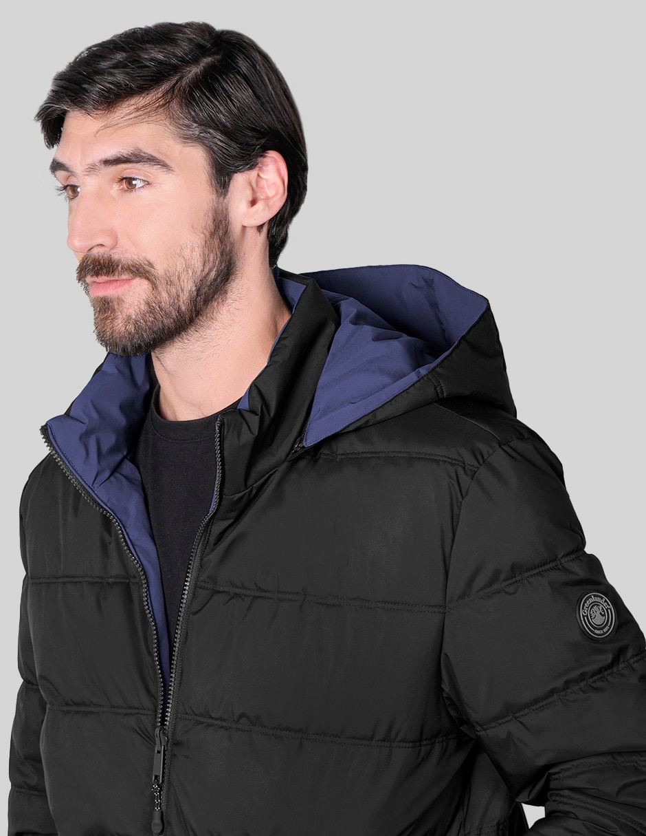 Chamarra rompevientos REVERSIBLE capucha y bolsa para hombre 5