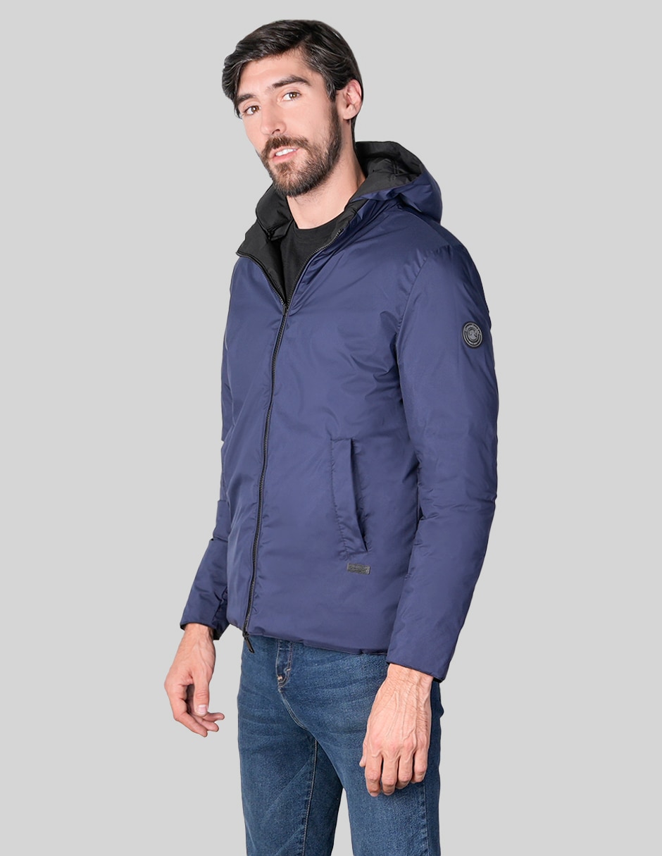 Chamarra rompevientos REVERSIBLE capucha y bolsa para hombre 7