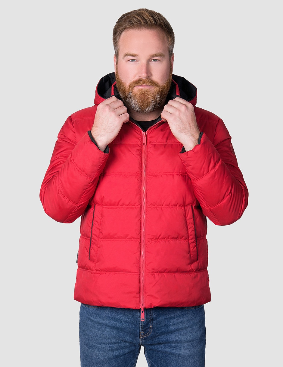Chamarra rompevientos reversible con capucha y bolsa para hombre 1