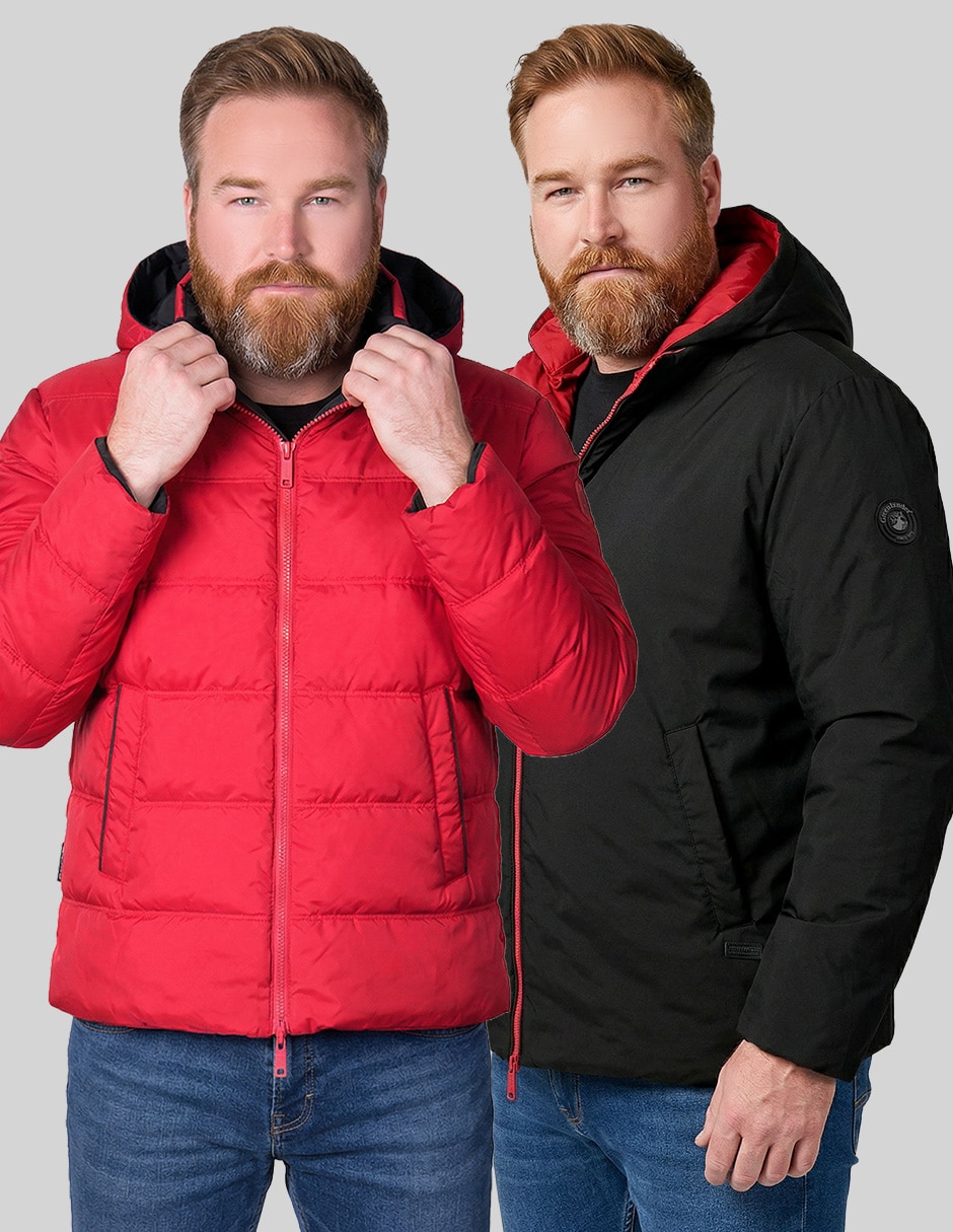 Chamarra rompevientos reversible con capucha y bolsa para hombre 5