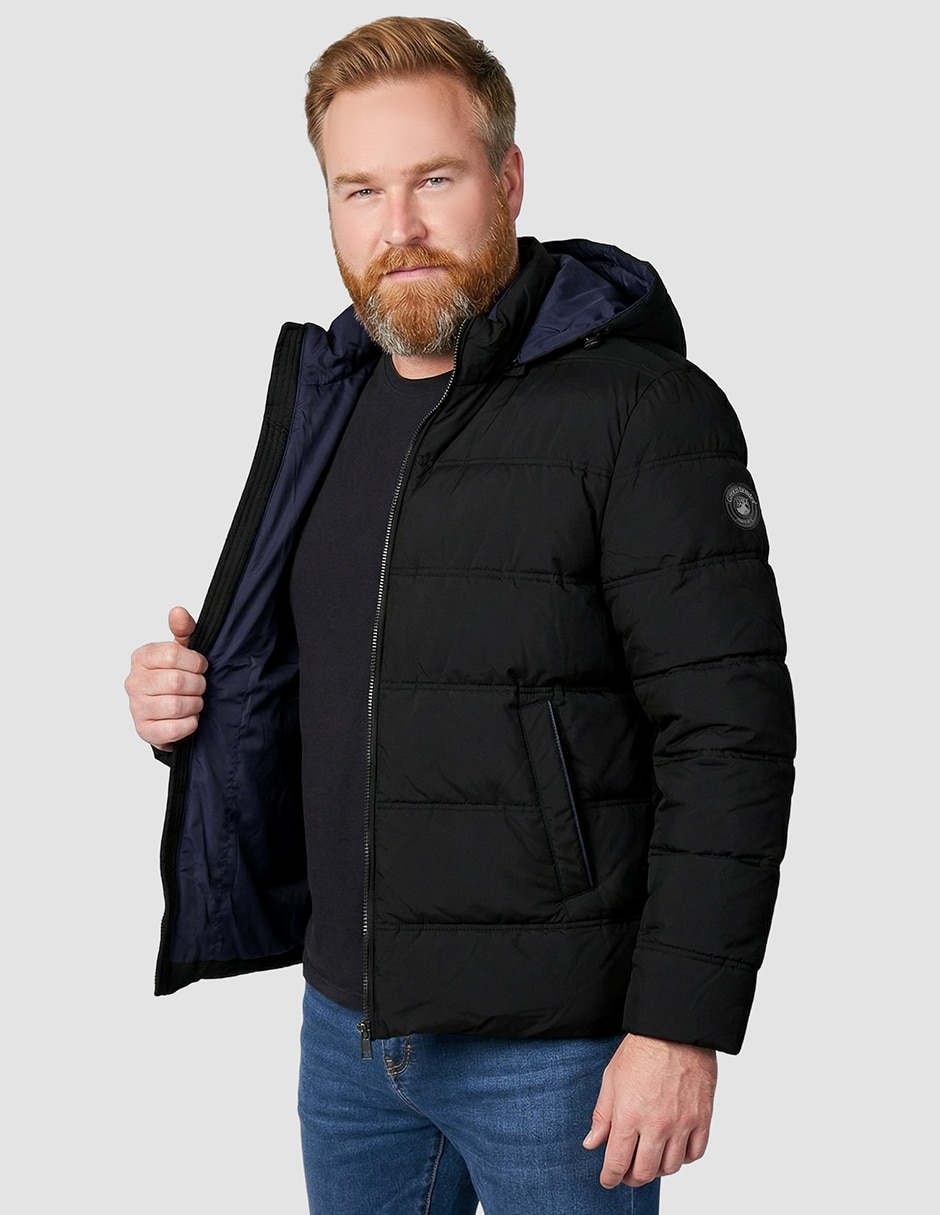 Chamarra rompevientos REVERSIBLE PLUS SIZE capucha y bolsa para hombre 4