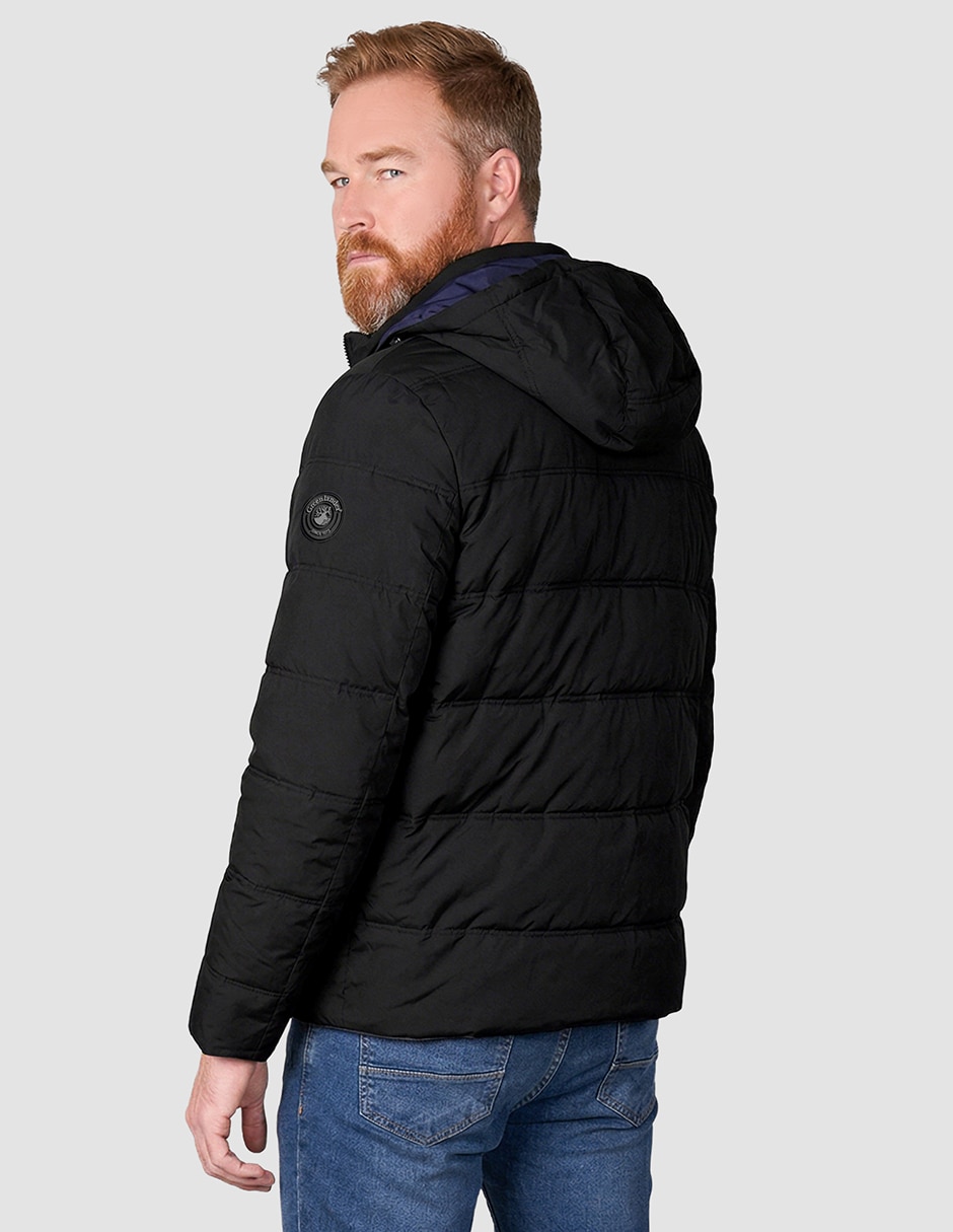 Chamarra rompevientos REVERSIBLE PLUS SIZE capucha y bolsa para hombre 3