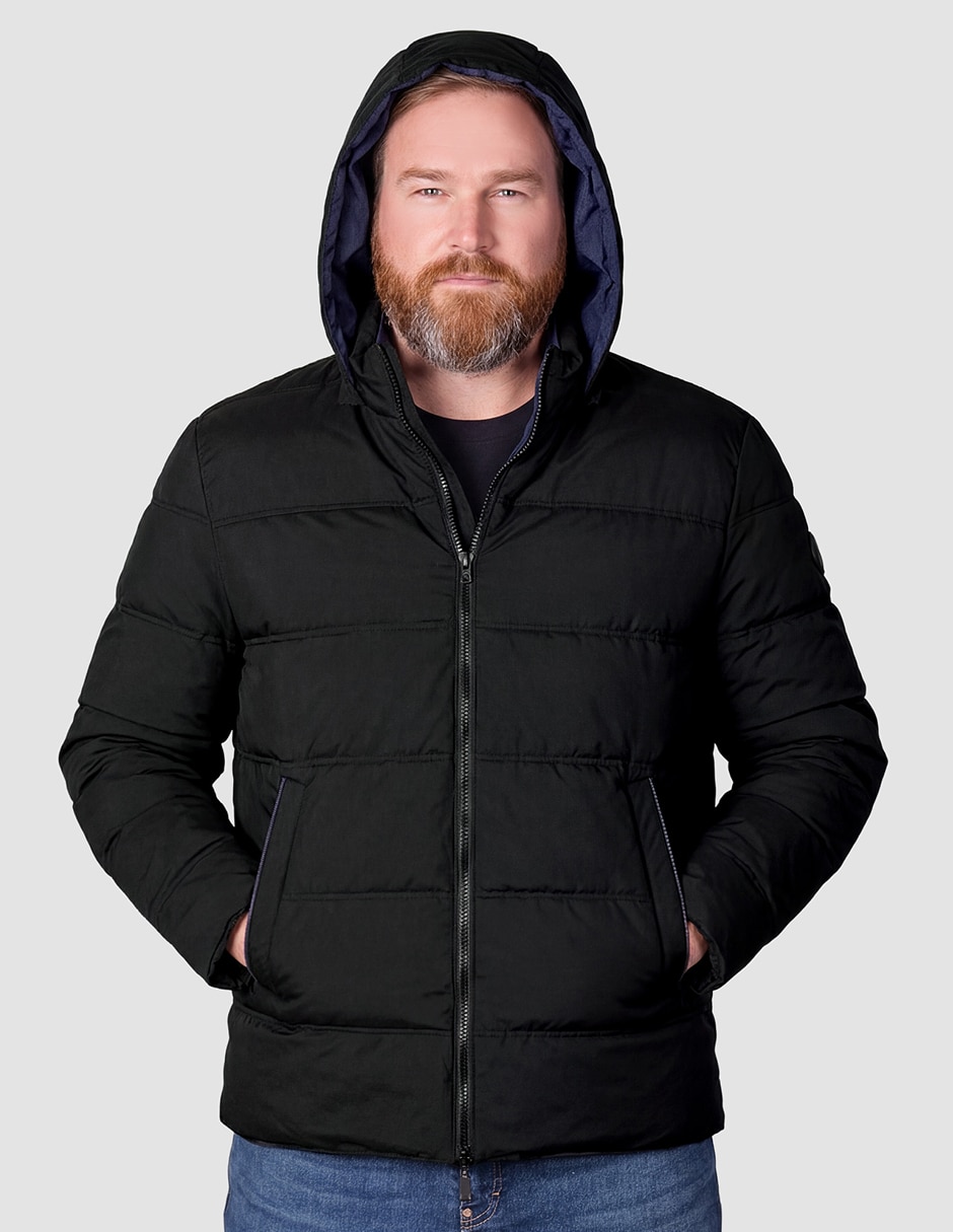 Chamarra rompevientos REVERSIBLE PLUS SIZE capucha y bolsa para hombre 2
