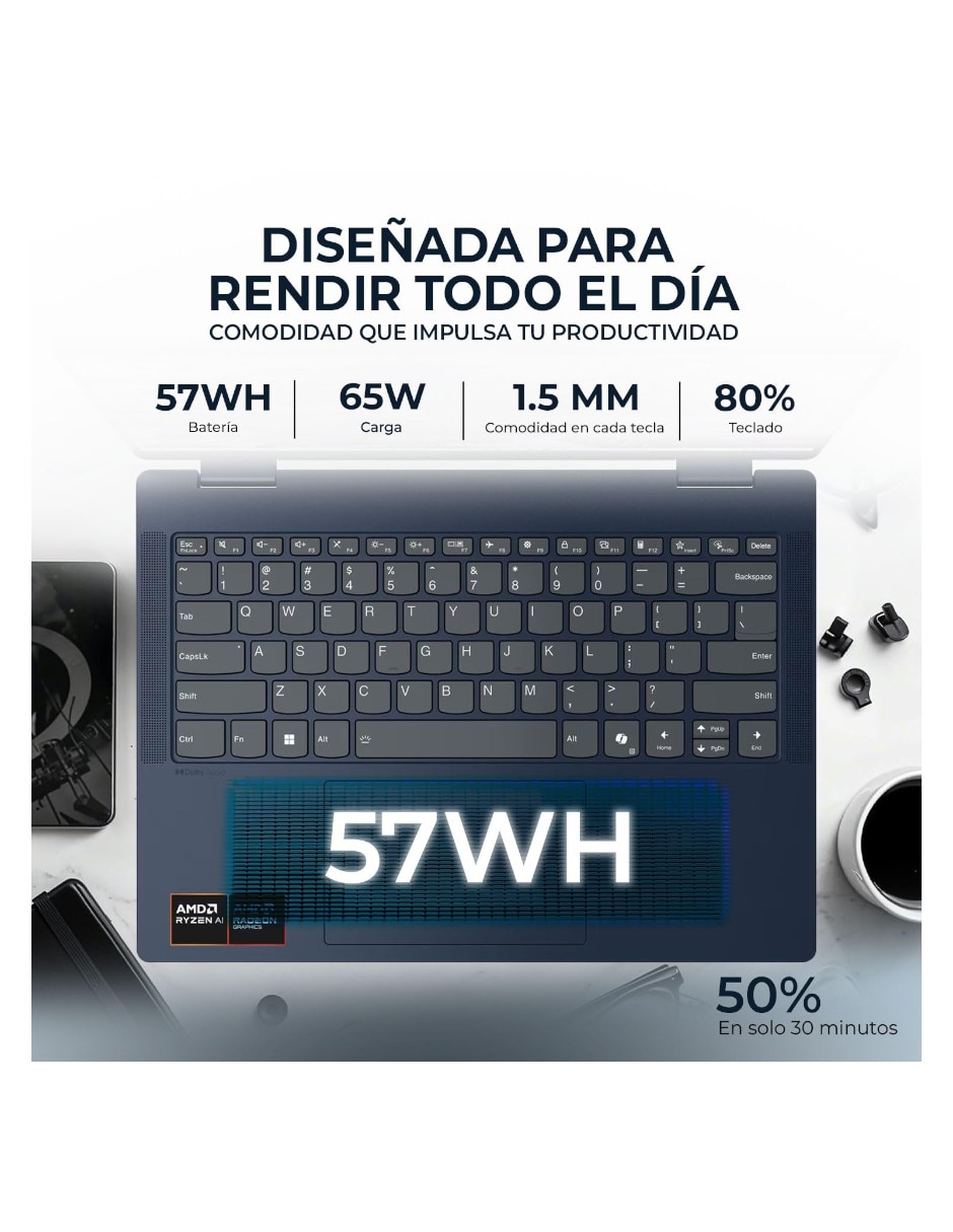 Laptop 2 en 1 touch 14 pulgadas WUXGA AMD Ryzen 7 AMD Radeon Graphics 16 GB RAM 512 GB SSD