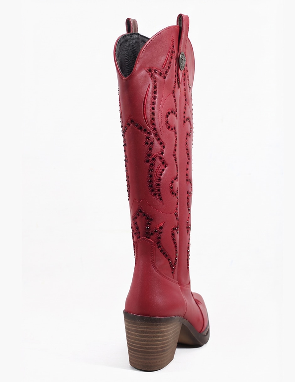 Bota cowboy rodilla botas western cowboy para mujer 2