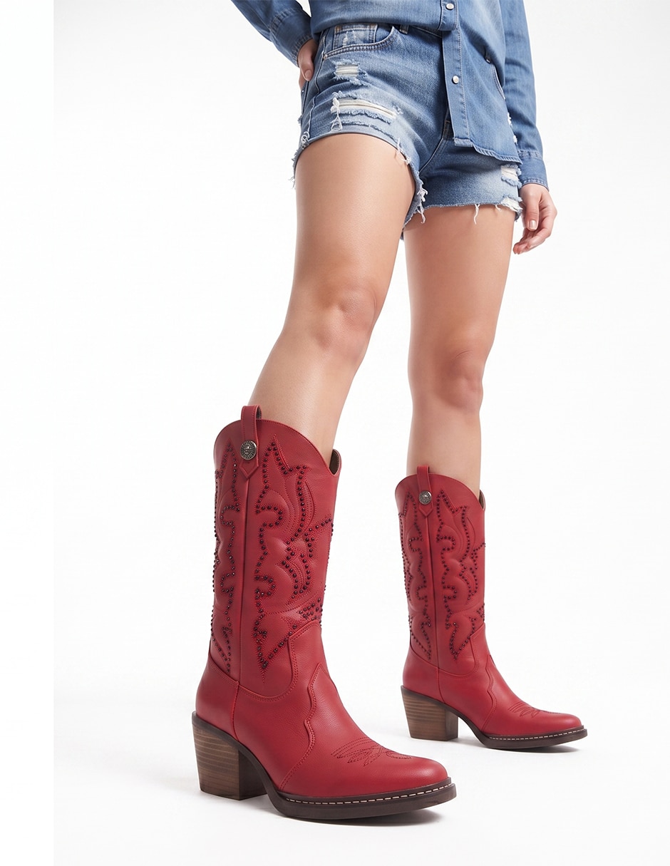 Bota cowboy rodilla botas western cowboy para mujer 3