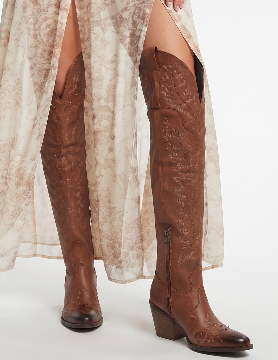 Bota cowboy arriba de la rodilla western cowboy para mujer 9