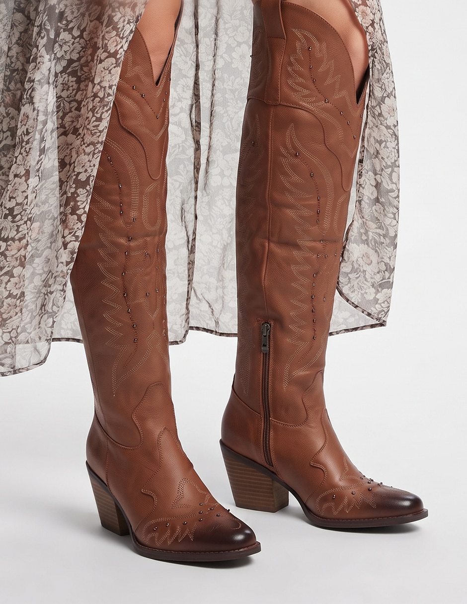 Bota cowboy arriba de la rodilla western cowboy para mujer 6